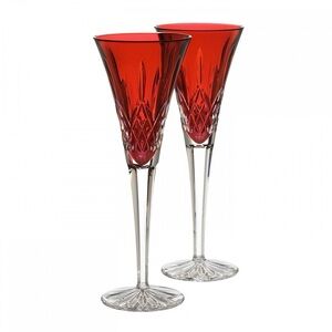 Waterford Crystal Lismore Crimson Flute Pair